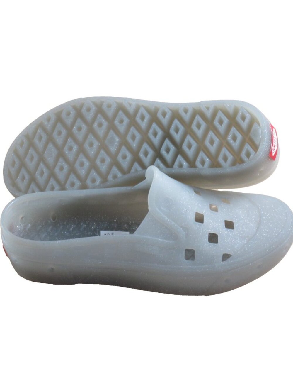 Vans Women's Slip On Mule Trek Glitter Grey Rubber Water Shoes Sizes NIB - Picture 2 of 6